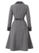 [Prévente] Robe gris foncé rayée à col V, nœud et ceinture années 1950