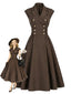 [Prévente] Robe croisée marron revers et ceinture années 40