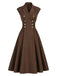 [Prévente] Robe croisée marron revers et ceinture années 40