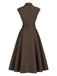 [Prévente] Robe marron à revers, double boutonnage et ceinture Années 1940
