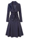 [Prévente] Ensemble 2PCS blouse bleue rayée à col V et ceinture avec jupe années 1960