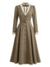 [Prévente] Robe marron effet deux pièces à col volanté années 1940