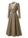 [Prévente] Robe marron effet deux pièces à col volanté années 1940