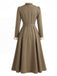 [Prévente] Robe marron effet deux pièces à col volanté années 1940