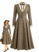 [Prévente] Robe marron effet deux pièces à col volanté années 1940