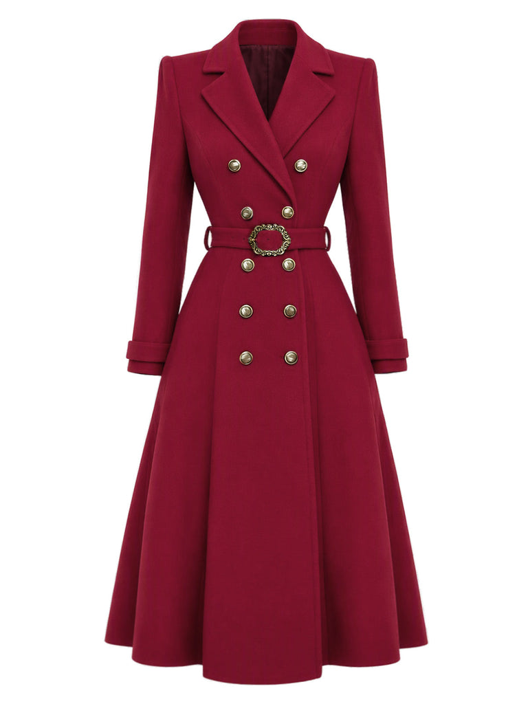 [Prévente] Manteau lie-de-vin croisé et ceinturé années 1930