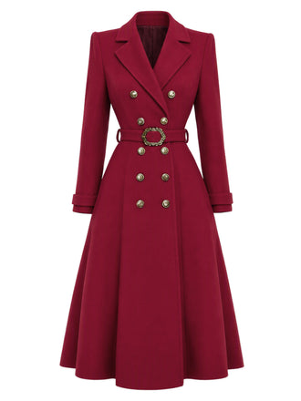 [Prévente] Manteau lie-de-vin croisé et ceinturé années 1930