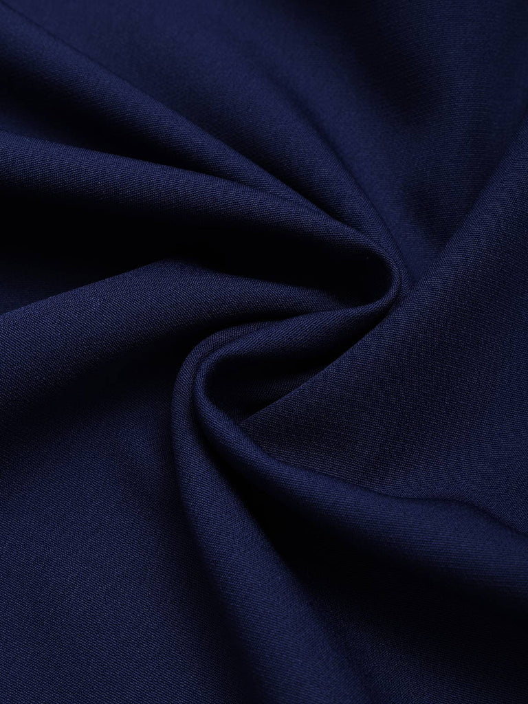 [Prévente] Robe bleue unie épaules dénudées avec empiècements en dentelle années 1950