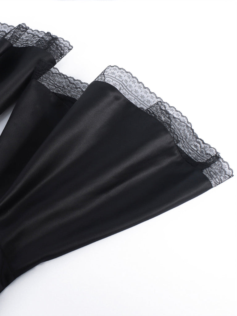 Robe longue noire médiévale à capuche pour cosplay de sorcière années 1970