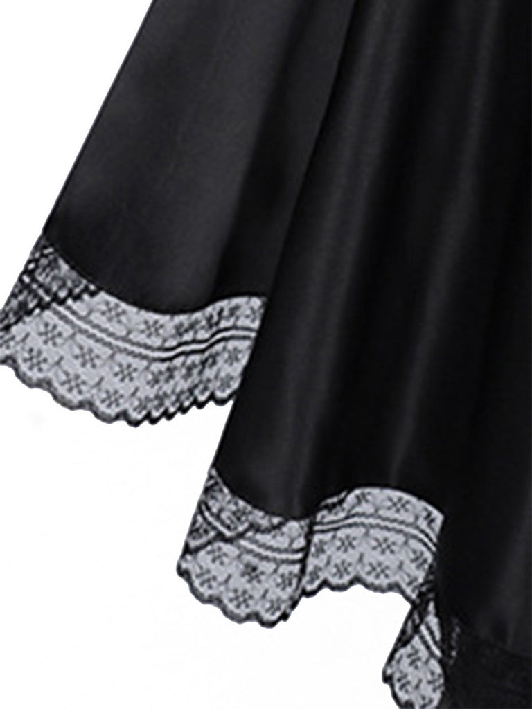 Robe longue noire médiévale à capuche pour cosplay de sorcière années 1970