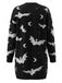 Cardigan long d’Halloween à imprimé chauve-souris et lune années 1970