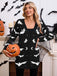 Cardigan long d’Halloween à imprimé chauve-souris et lune années 1970