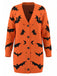 Cardigan long d’Halloween à imprimé chauve-souris et lune années 1970