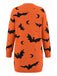 Cardigan long d’Halloween à imprimé chauve-souris et lune années 1970