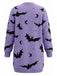 Cardigan long d’Halloween à imprimé chauve-souris et lune années 1970