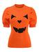 Pull orange en maille à visage de citrouille d’Halloween années 1970