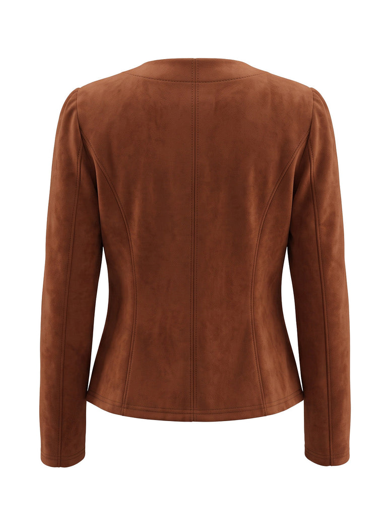 Blazer en daim croisé à manches longues années 1980