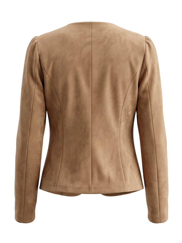 Blazer en daim croisé à manches longues années 1980