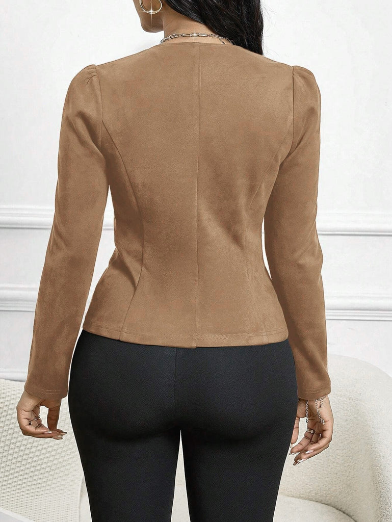 Blazer en daim croisé à manches longues années 1980