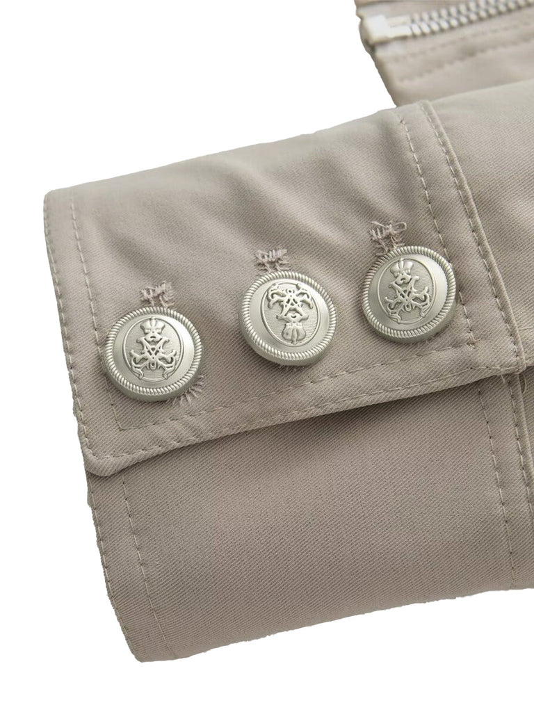 Veste militaire à col montant et double boutonnage Années 1950