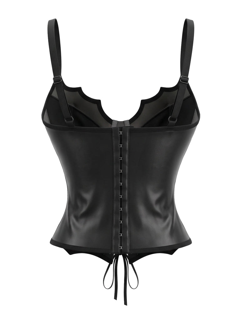 Top corset gothique à fleurs, dentelle et manches chauve-souris années 1970