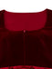2PCS Robe Rouge Col Carré Polka Dots et Tablier Années 1950