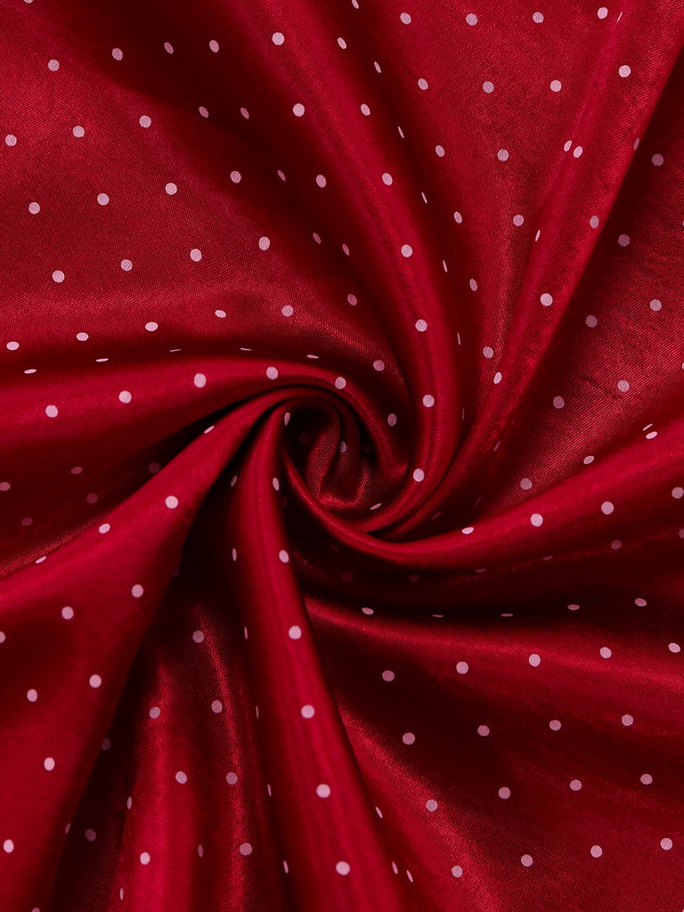 2PCS Robe Rouge Col Carré Polka Dots et Tablier Années 1950