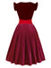 2PCS Robe Rouge Col Carré et Tablier à Pois Années 1950
