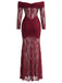 Robe Dentelle Épaules Dénudées Drapé Maxi Années 1930