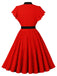 Robe à Pois Nœud Col Lavallière Volant Manche Évasé Années 1950