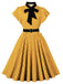 Robe à Pois Nœud Col Lavallière Volant Manche Évasé Années 1950