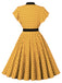 Robe à Pois Nœud Col Lavallière Volant Manche Évasé Années 1950