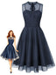Robe bleu sans manches en tulle transparent Années 1950