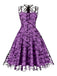 Robe en résille floquée florale sans manches à décolleté goutte d’eau années 1950