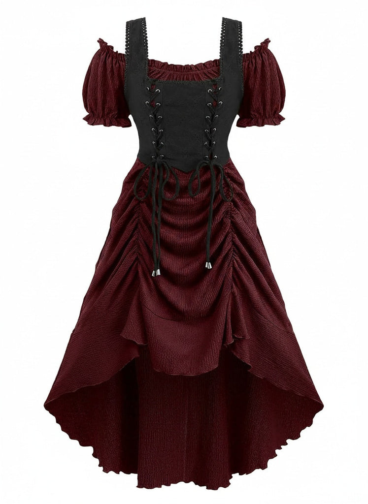 Robe Victorian Corset Dentelle Up Gothique Maxi Années 1980