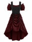 Robe Victorian Rouge Corset Dentelle Gothique Années 1980