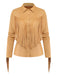 Veste western kaki en daim à revers et franges années 1970