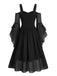 [Grande Taille] Robe florale en tulle à épaules dénudées et manches cloche Années 1980