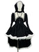 Robe de nonne noire Halloween en dentelle à nœud et capuche Années 1980