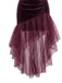 Robe longue prune en velours et tulle asymétrique années 1930