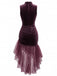Robe longue prune en velours et tulle asymétrique années 1930