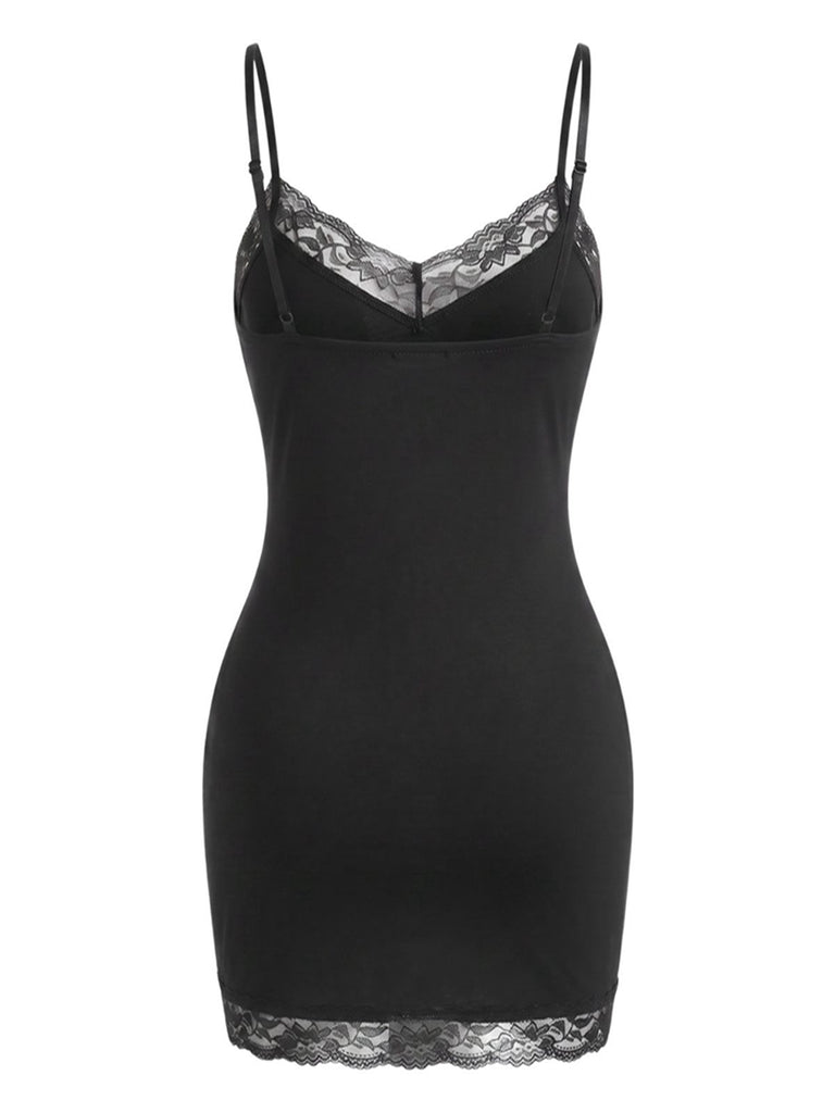 Robe Noir Halloween Gothique Imprimé Tête de Mort Années 1960