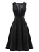 Robe chasuble en velours côtelé plissé à décolleté V profond années 1950 - 6