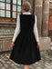 Robe chasuble en velours côtelé plissé à décolleté V profond années 1950 - 10