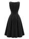 Robe chasuble en velours côtelé plissé à décolleté V profond années 1950 - 7