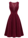 Robe chasuble en velours côtelé plissé à décolleté V profond années 1950 - 1