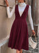 Robe chasuble en velours côtelé plissé à décolleté V profond années 1950 - 3