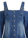 Combinaison longue en denim à épaules dénudées et poches années 1940