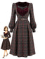 [Prévente] Robe bordeaux à carreaux en velours et décolleté cœur années 1950