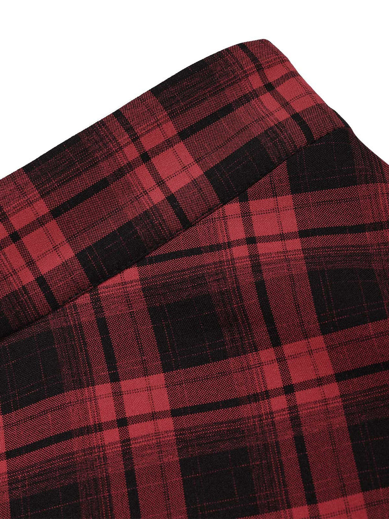 [Prévente] Ensemble deux pièces noir et rouge à carreaux, blazer cintré et jupe à ceinture années 1950 - 14